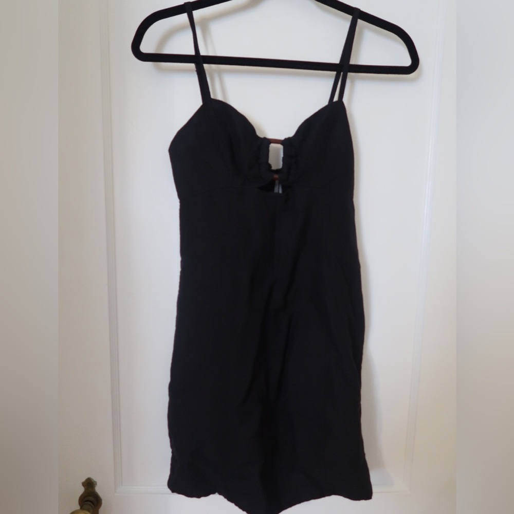 Black Linen Mini Dress by Anthro